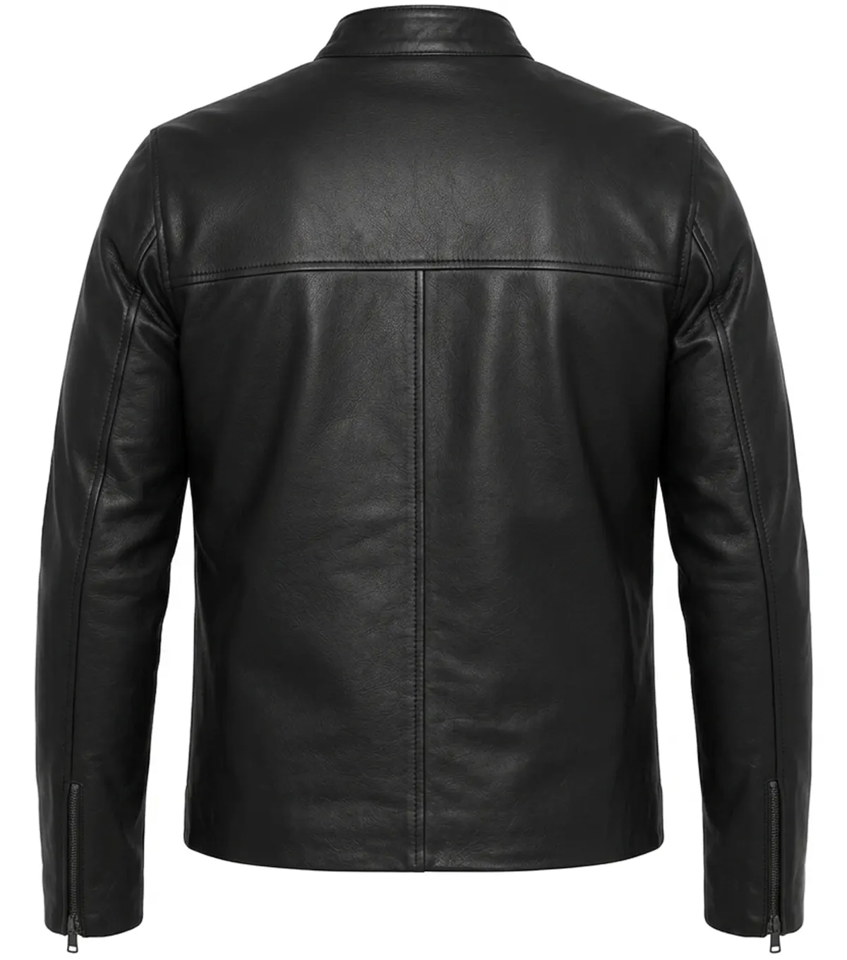 Black Athletic Fit Full Grain Leather Biker Jacket