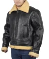 Black Men’s Aviator Leather Jacket with Thick Lining