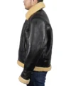 Black Men’s Shearling Leather Jacket with Thick Lining