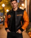 Black and Orange Halloween Leather Jacket