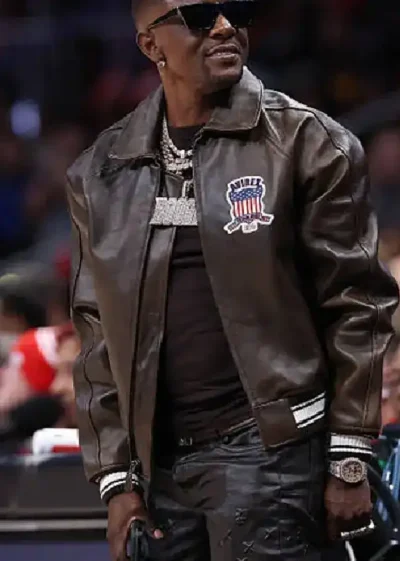 Boosie Badazz Chicago Bulls v Atlanta Hawks Brown Leather Jacket For Men