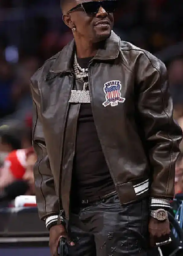 Boosie Badazz Chicago Bulls v Atlanta Hawks Brown Leather Jacket For Men