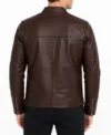 Brown Full Grain Leather Biker Jacket for Athletic Build