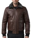 Brown Men’s Leather Jacket with Thick Lining