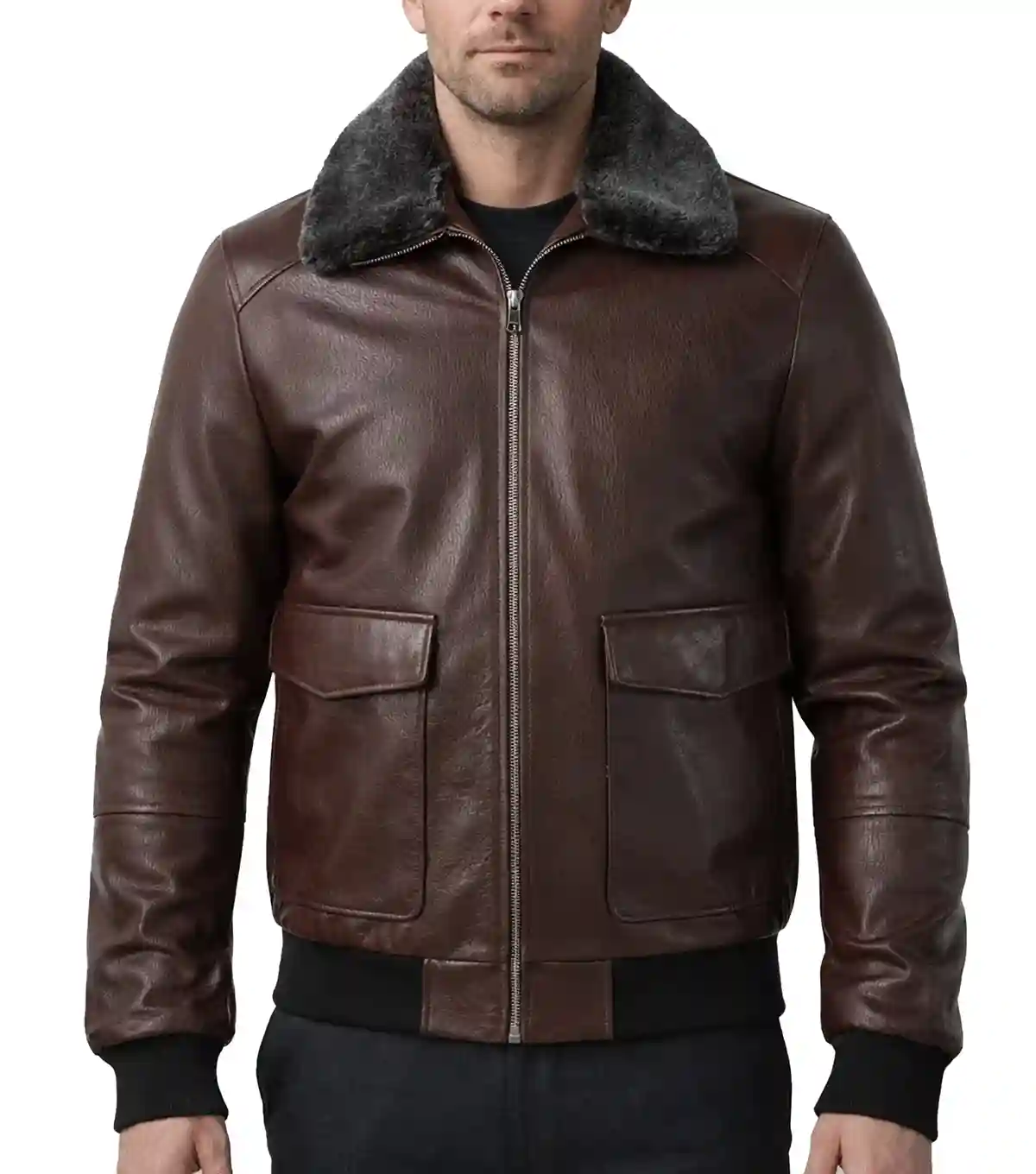 Brown Men’s Leather Jacket with Thick Lining