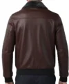 Brown Mens Shearling Leather Jacket with Thick Lining