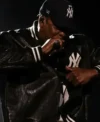 Buy Ay-Z 30th anniversary 2026 Yankees Stadium Performance Black Leather Bomber Jacket For Sale