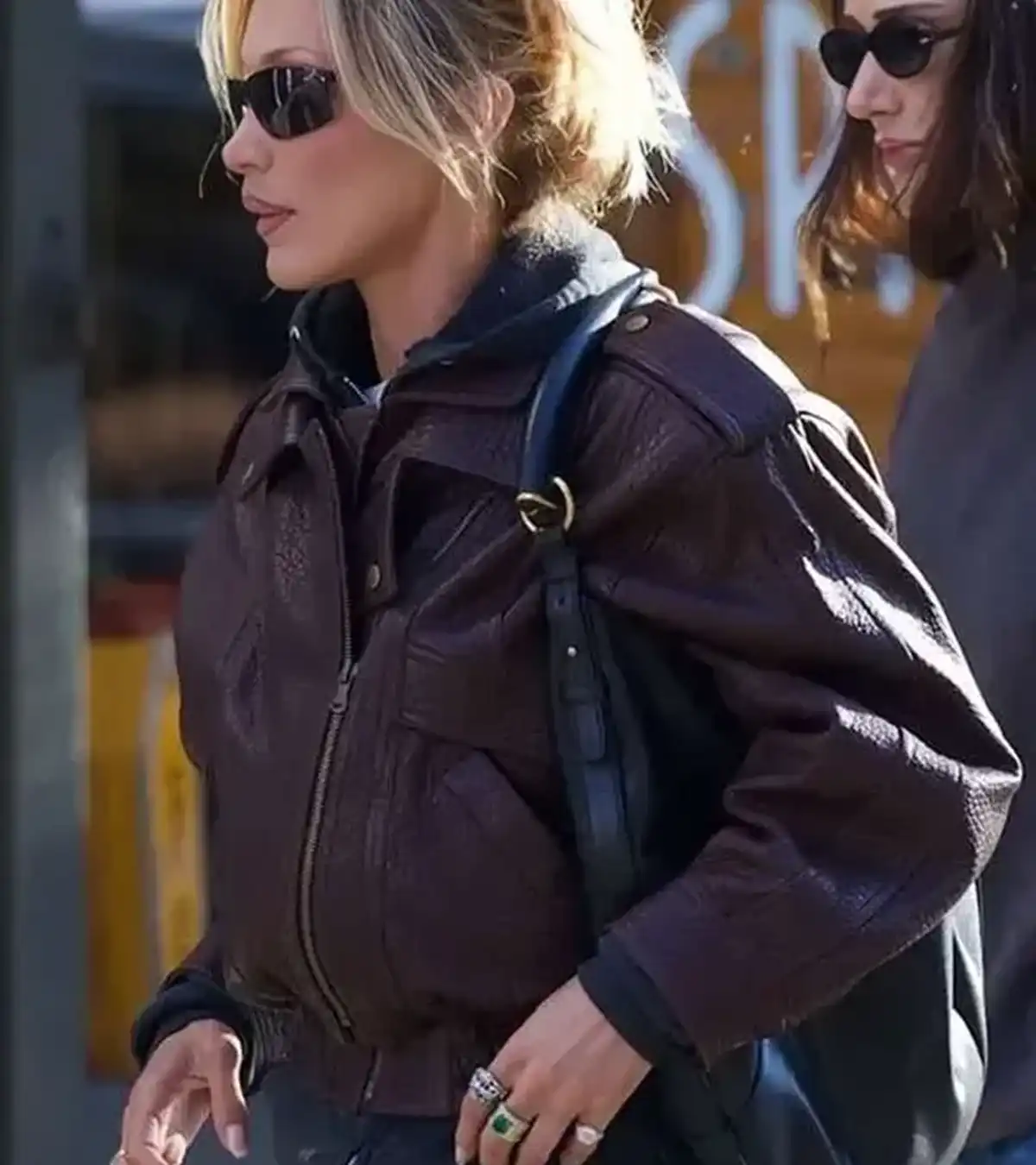 Buy Bella Hadid 2026 New York City Brown Leather Jacket For Sale