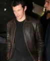 Buy Callum Turner Street Style 2024 Brown Real Leather Jacket For Sale