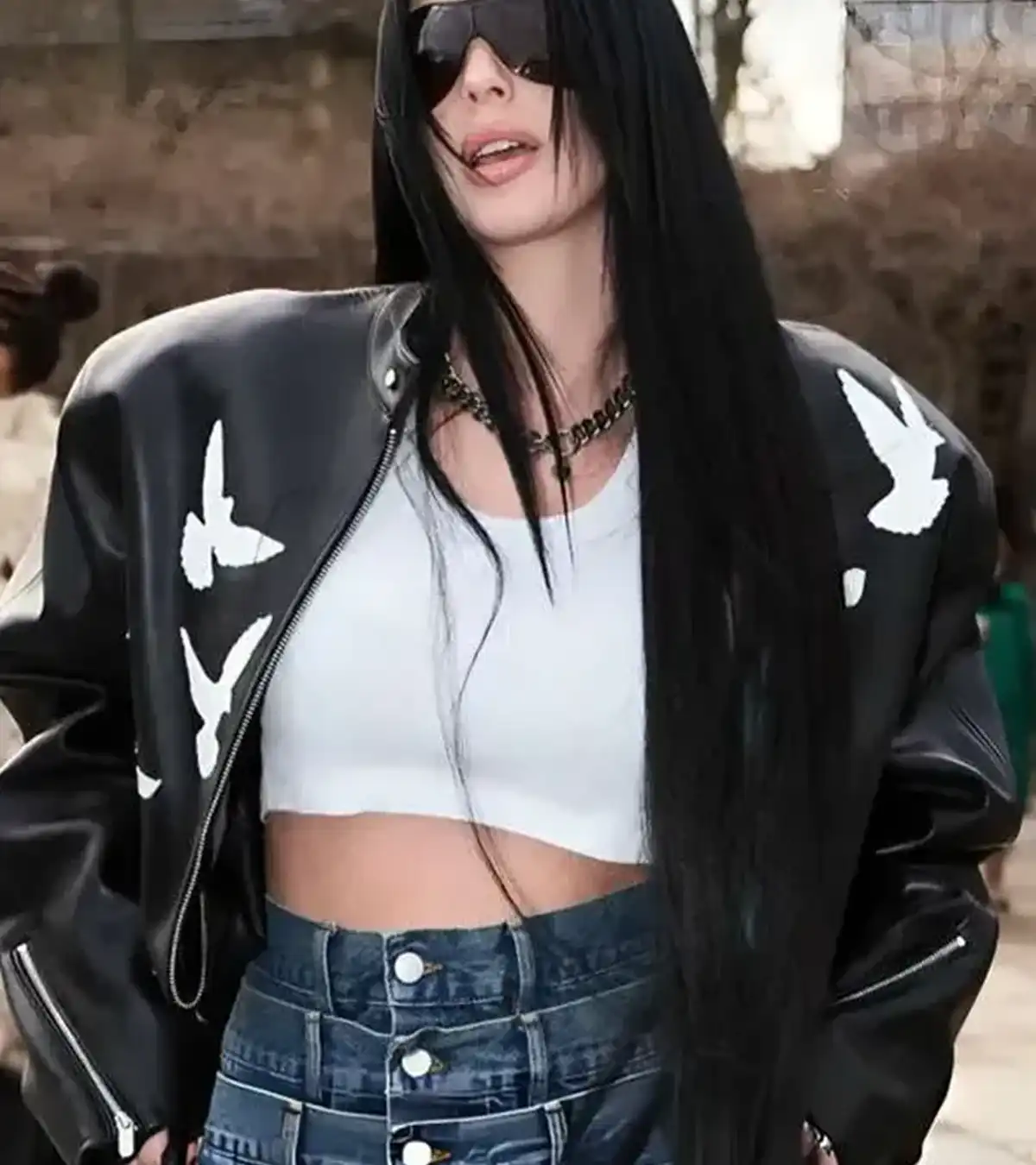 Buy Camilla Araujo Paris Fashion Week 2026 Black Leather Jacket For Sale