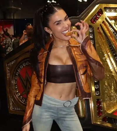 Buy Cathy Kelley Fanatics Fest 2026 Brown Leather Jacket For Sale