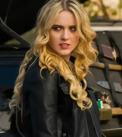 Buy Claire Novak Supernatural TV Series Kathryn Newton Black Leather Bomber Jacket For Sale