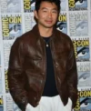 Buy Comic-Con International 2026 Simu Liu 2026 Vintage Brown Leather Bomber Jacket For Sale
