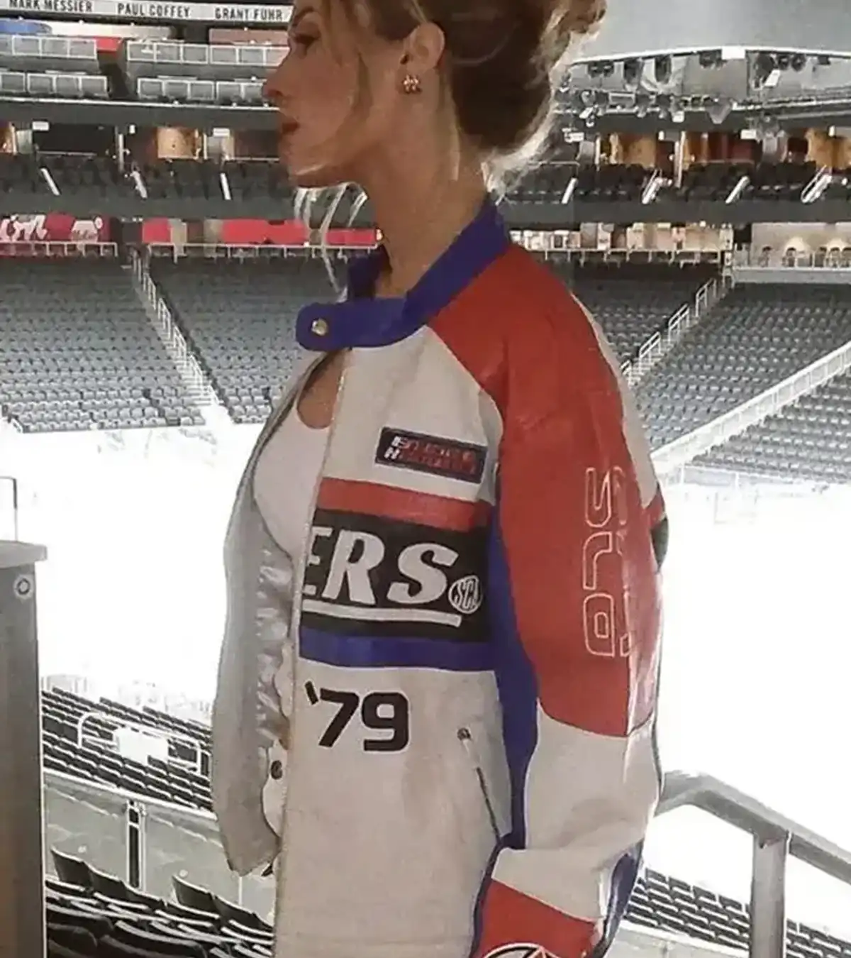Buy Edmonton Oilers Lauren Kyle Multi-color Leather Jacket For Sale