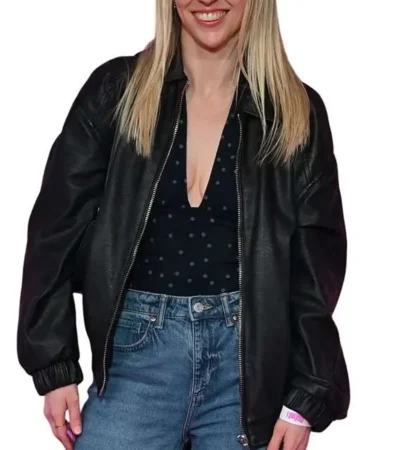 Buy Emily Rennie Finding Emily 2026 Black Leather Jacket For Sale