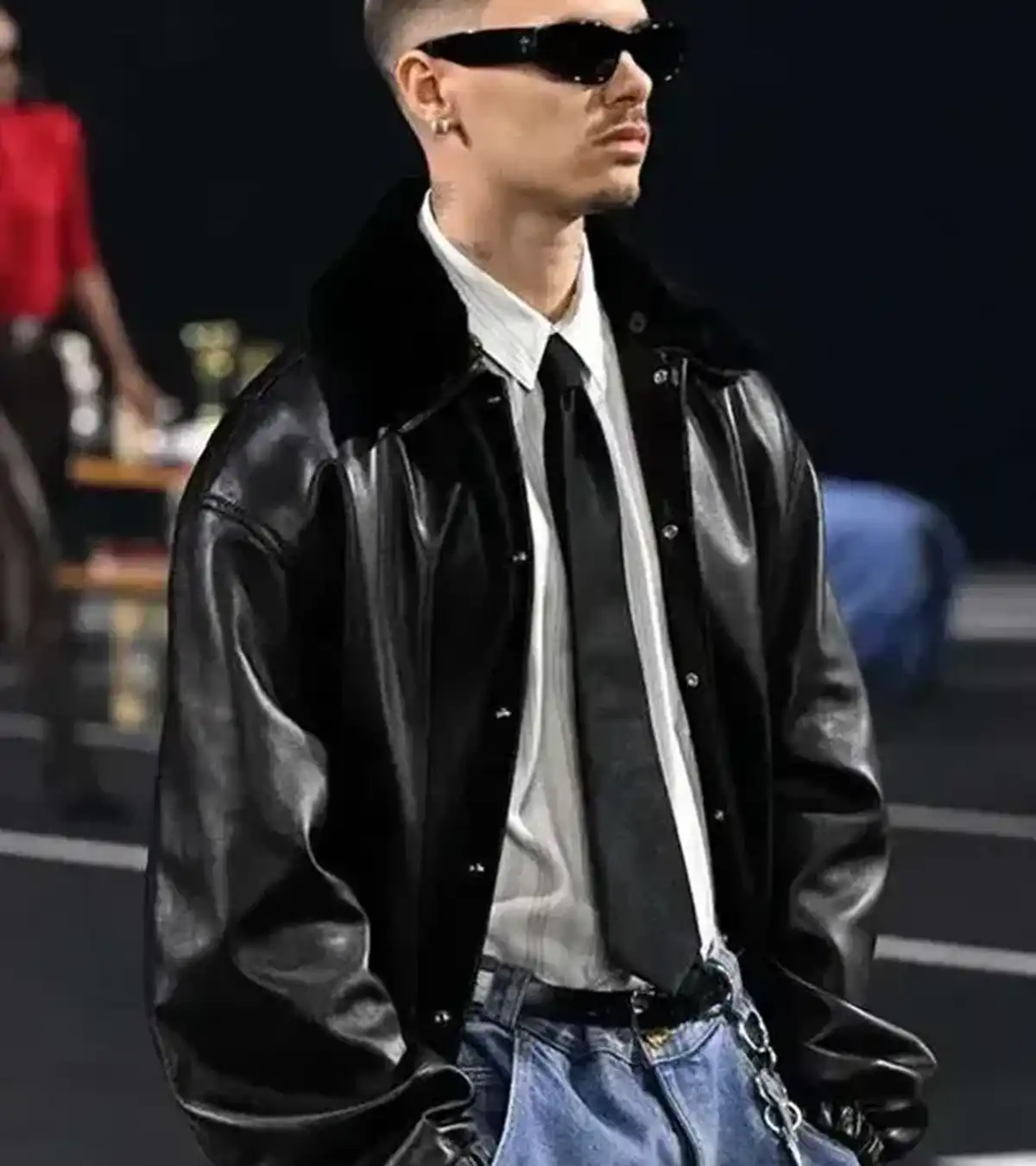 Buy Romeo Beckham Paris Fashion Week Black Leather Jacket