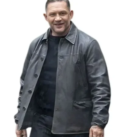 Buy Tom Hardy TV Series Mobland 2026 Harry Da Souza Black Leather Jacket For Sale