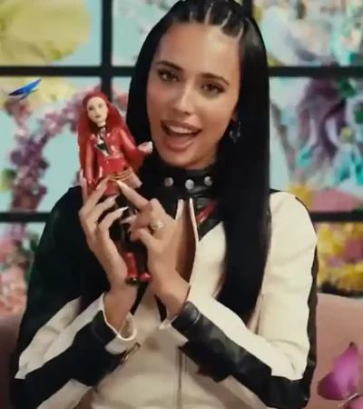 Buy Unboxing Red Doll Kylie Cantrall Black and White Biker Leather Jacket For Sale