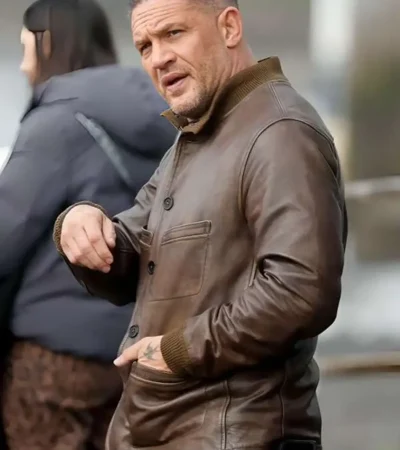 BuyTom Hardy Mobland S02 Harry Da Souza Brown Bomber Leather Jacket For Sale