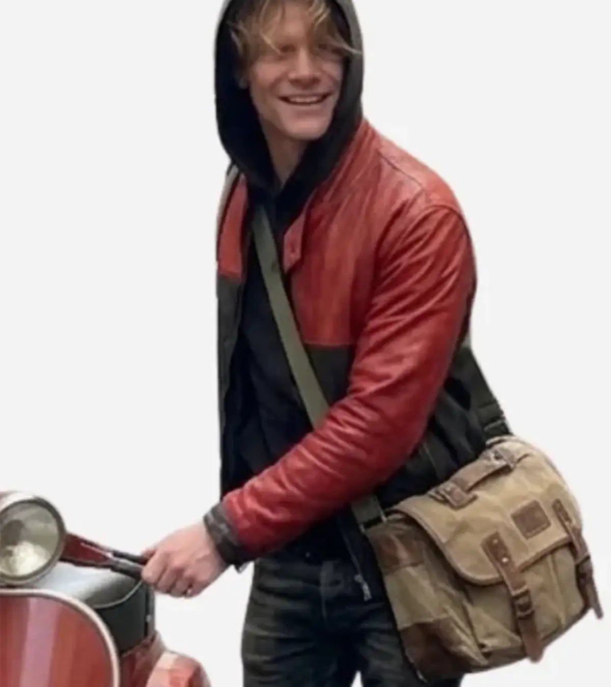 BuyTom Rhys Harries Movie Clayface 2026 Matt Hagen Red and Black Leather Jacket For Sale