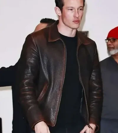 Callum Turner Brown Leather Jacket