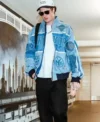 Cam Schlittler New York Knicks Blue Leather Jacket For Sale
