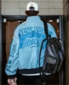 Cam Schlittler New York Knicks Blue Leather Jacket Sale