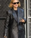 Carey Mulligan Black Leather Trench Coat For Sale