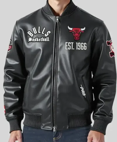 Chicago Bulls Black Basketball Leather Jacket