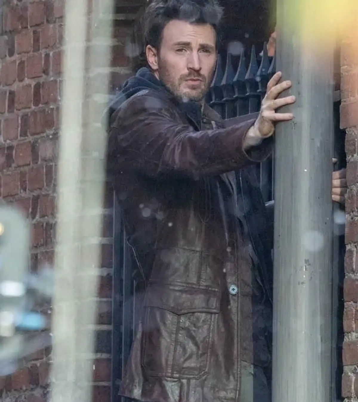 Chris Evans Red One Brown Leather Jacket Sale