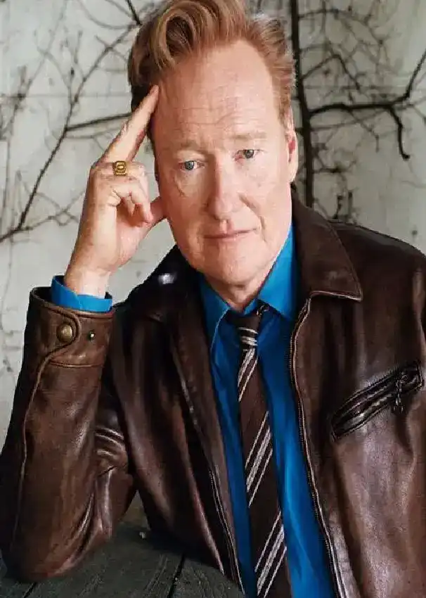 Conan O’Brien Must Go S02 2025 Brown Genuine Leather Jacket For Men