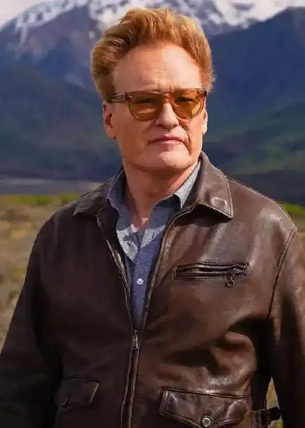Conan O’Brien Must Go S02 2025 Brown Genuine Leather Jacket