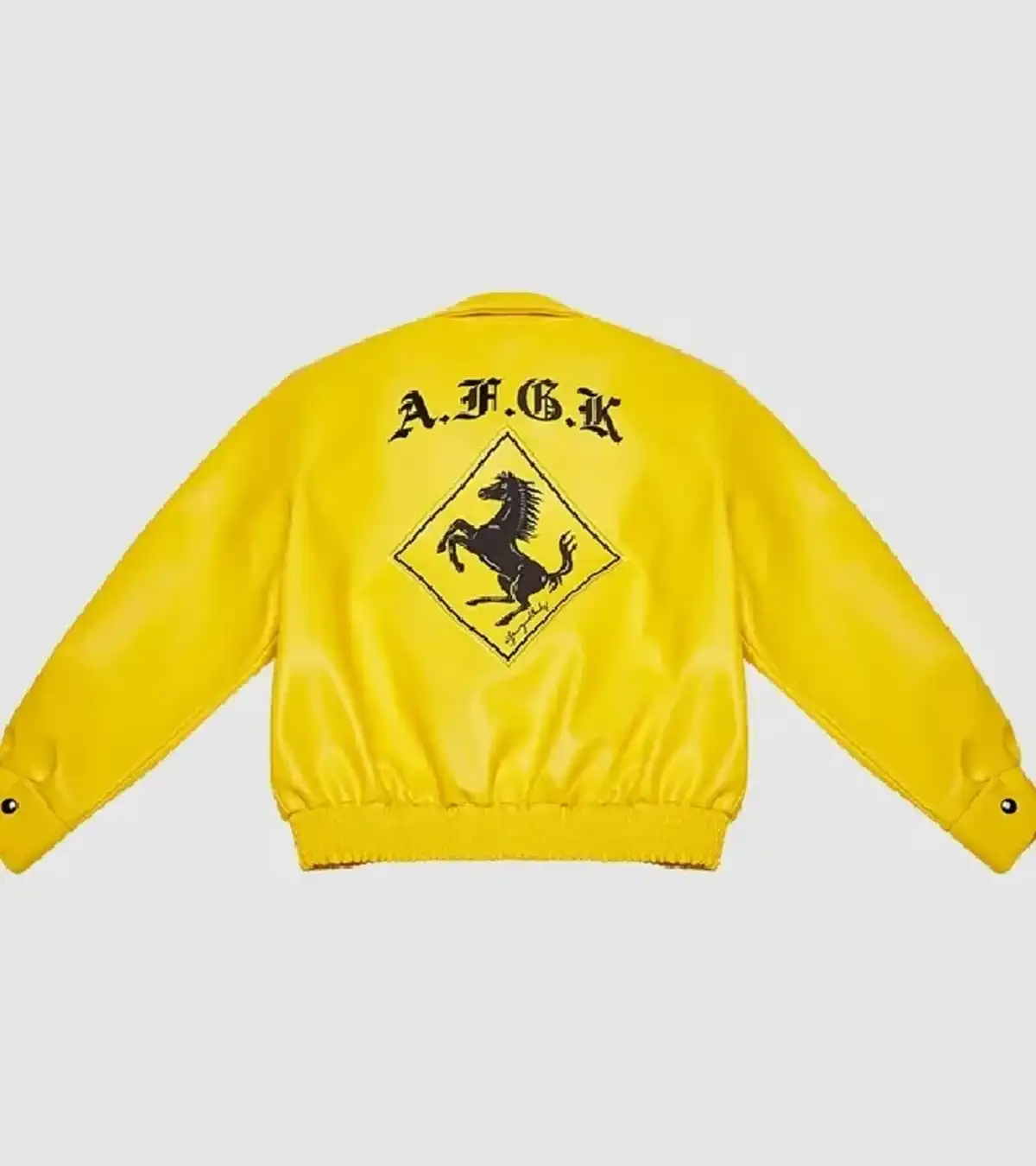 DONCARE AFGK Ferrari Yellow Bomber Leather Jacket For Sale