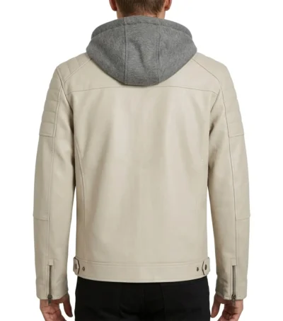 Danilo Black Faux Leather Hooded Moto Jacket