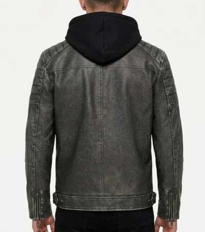 Danilo Faux Leather Hooded Jacket for Men
