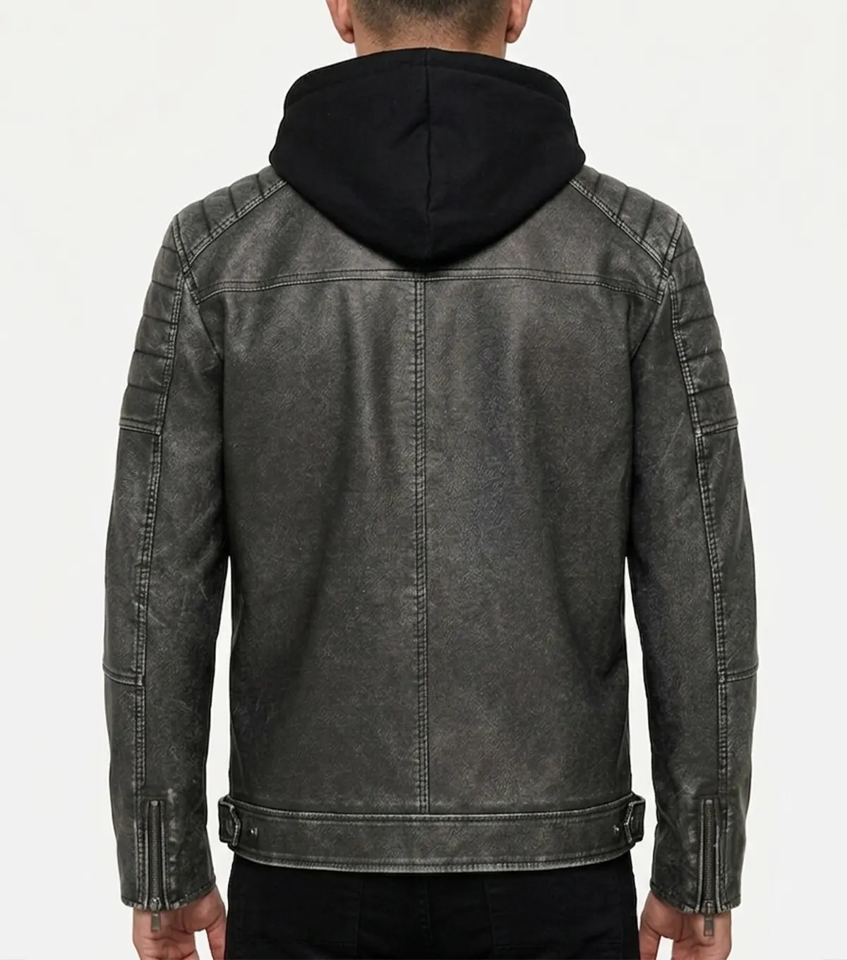 Danilo Faux Leather Hooded Jacket for Men