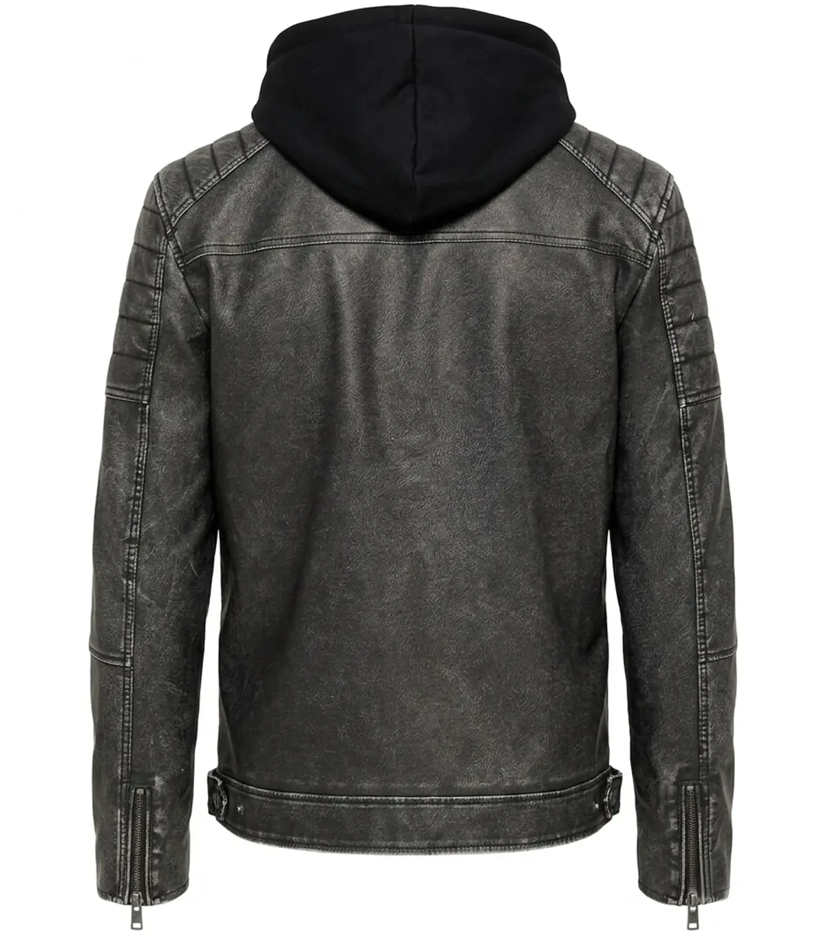 Danilo Mens Faux Leather Jacket with Hood