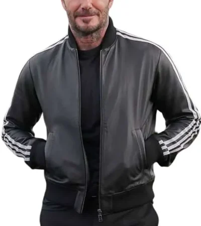 David Beckham FIFA World Cup 2026 NYC Black Bomber Leather Jacket