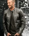 David Beckham’s Black Quilted Biker Leather Jacket For Sale