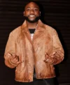 Davido Distressed Brown Leather Jacket