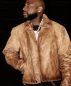 Davido London 2026 Brown Distressed Leather Jacket