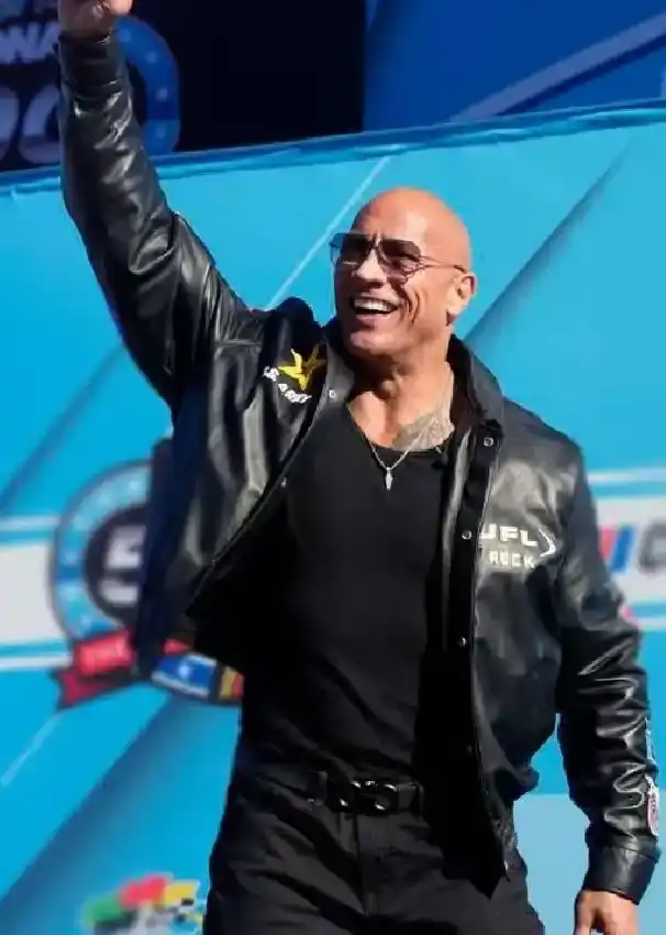 Dwayne Johnson The Rock Daytona 500 Black Leather Jacket