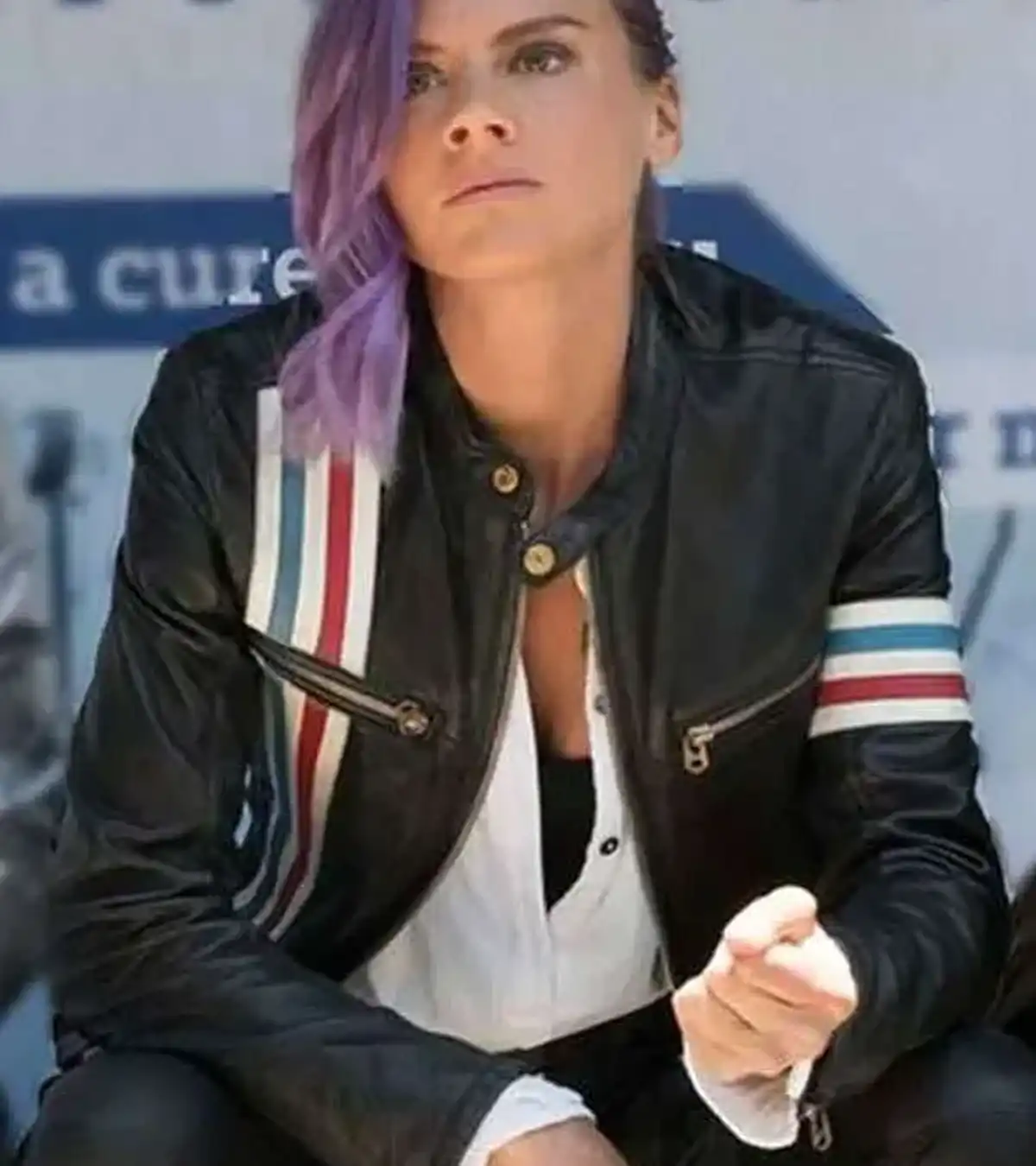 Eliza Coupe TV Series Future Man Tiger Black Motorcycle Leather Jacket Sale