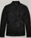 Elon Musk Belted Collar Black Leather Jacket