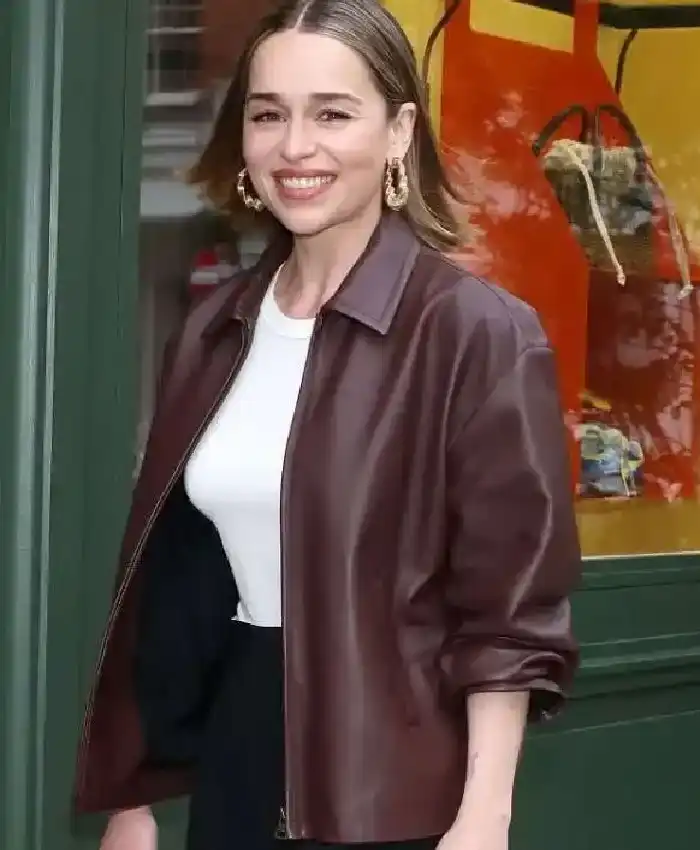 Emilia Clarke The World According to Craft London 2026 Brown Leather Jacket For Men and Women