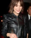 Emilia Jones Los Angeles Chateau Marmont Event 2026 Studded Black Bomber Leather Jacket For Women