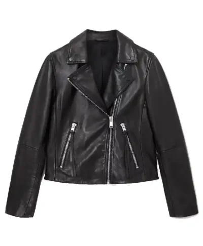 Emma Laird Mint TV Series Mint S01 Shannon Black Leather Biker Jacket For Men and Women