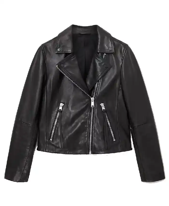 Emma Laird Mint TV Series Mint S01 Shannon Black Leather Biker Jacket For Men and Women