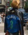 FIFA World Cup 2026 Gabrielle Figueiredo Brazil Blue and Black Leather Jacket Back