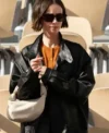 French Open 2026 Lily Collins Leather Jacket